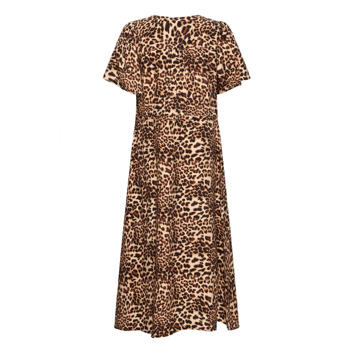 ICHI IHANISSE DR:Dresses Sandshell/Brown LEO print | Freewear IHANISSE DR:Dresses - www.freewear.nl - Freewear