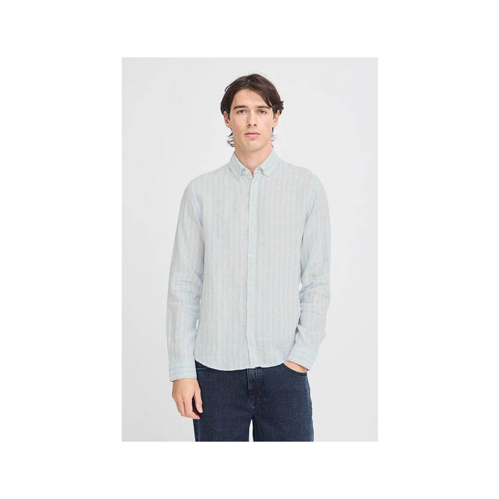 Casual Friday CFDALLAS LS BD striped linen:Shirts/ Chambray Blue | Freewear CFDALLAS LS BD striped linen:Shirts/ - www.freewear.nl - Freewear