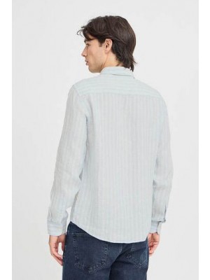 Casual Friday CFDALLAS LS BD striped linen:Shirts/ Chambray Blue | Freewear CFDALLAS LS BD striped linen:Shirts/ - www.freewear.nl - Freewear