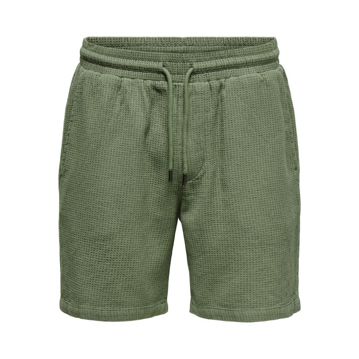 ONLY&SONS ONSBERTIL WAFFLE SHORTS Deep Lichen Green | Freewear ONSBERTIL WAFFLE SHORTS - www.freewear.nl - Freewear