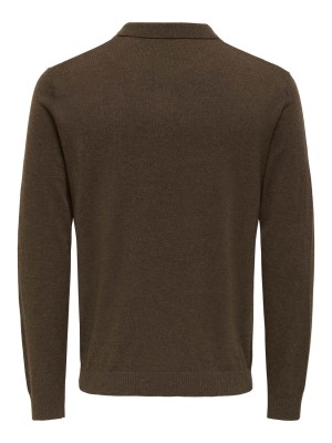 ONLY&SONS ONSLOUI REG 12 LS MEL POLO KNIT NOO: Coffee Bean/MELANGE | Freewear ONSLOUI REG 12 LS MEL POLO KNIT NOO: - www.freewear.nl - Freewear
