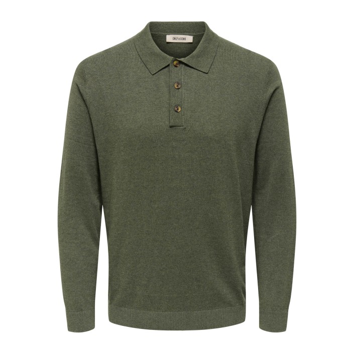 ONLY&SONS ONSLOUI REG 12 LS MEL POLO KNIT NOO: Castor Gray/MELANGE | Freewear ONSLOUI REG 12 LS MEL POLO KNIT NOO: - www.freewear.nl - Freewear
