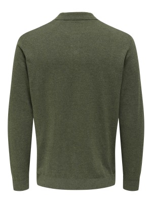 ONLY&SONS ONSLOUI REG 12 LS MEL POLO KNIT NOO: Castor Gray/MELANGE | Freewear ONSLOUI REG 12 LS MEL POLO KNIT NOO: - www.freewear.nl - Freewear