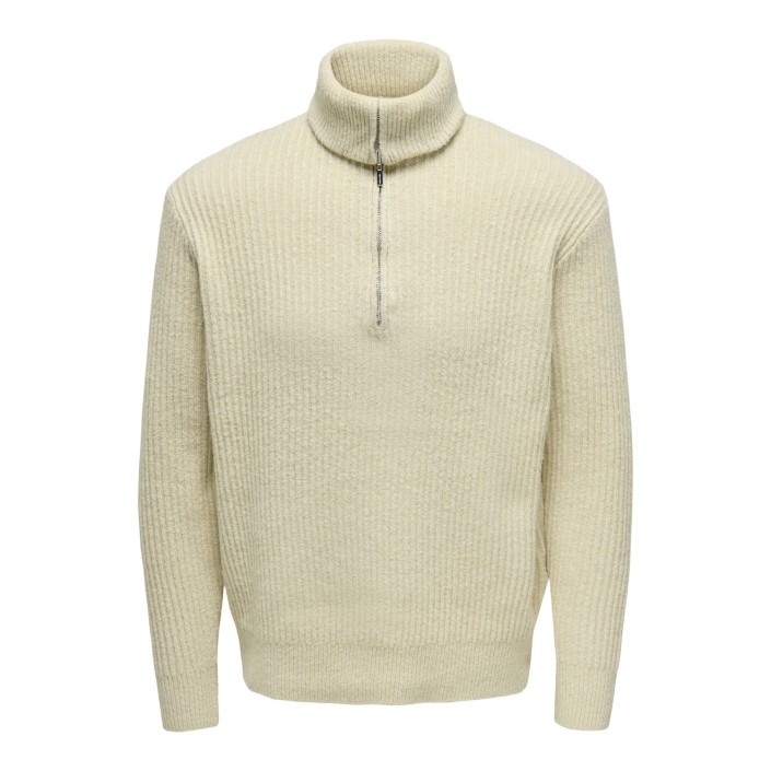 ONLY&SONS ONSFRAME RLX LS 1/2 ZIP HIGH NECK K: Oatmeal | Freewear ONSFRAME RLX LS 1/2 ZIP HIGH NECK K: - www.freewear.nl - Freewear