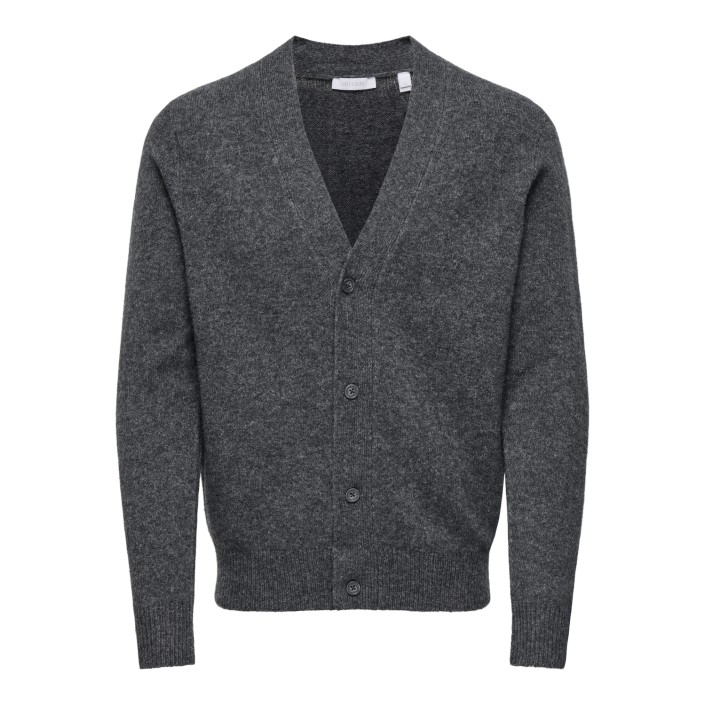 ONLY&SONS ONSRAY REG LS CARDIGAN KNIT FRML Dark Grey Melange | Freewear ONSRAY REG LS CARDIGAN KNIT FRML - www.freewear.nl - Freewear