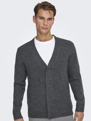 ONLY&SONS ONSRAY REG LS CARDIGAN KNIT FRML Dark Grey Melange | Freewear ONSRAY REG LS CARDIGAN KNIT FRML - www.freewear.nl - Freewear