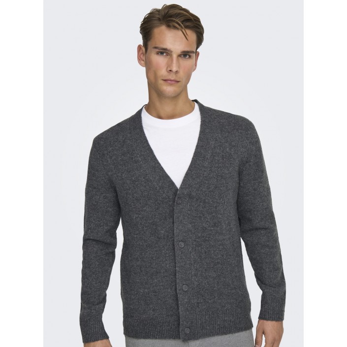 ONLY&SONS ONSRAY REG LS CARDIGAN KNIT FRML Dark Grey Melange | Freewear ONSRAY REG LS CARDIGAN KNIT FRML - www.freewear.nl - Freewear