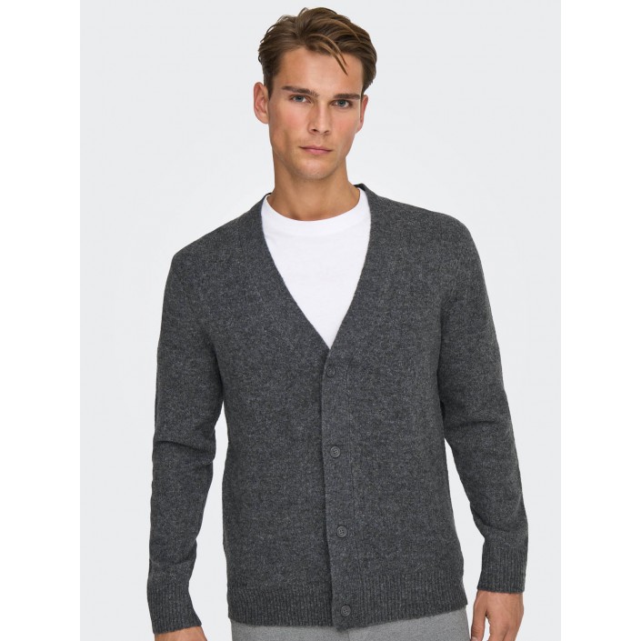 ONLY&SONS ONSRAY REG LS CARDIGAN KNIT FRML Dark Grey Melange | Freewear ONSRAY REG LS CARDIGAN KNIT FRML - www.freewear.nl - Freewear