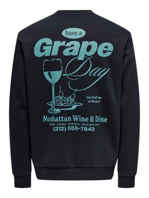 ONLY&SONS ONSALFRESCO REG CREW NECK Black/GRAPE | Freewear ONSALFRESCO REG CREW NECK - www.freewear.nl - Freewear