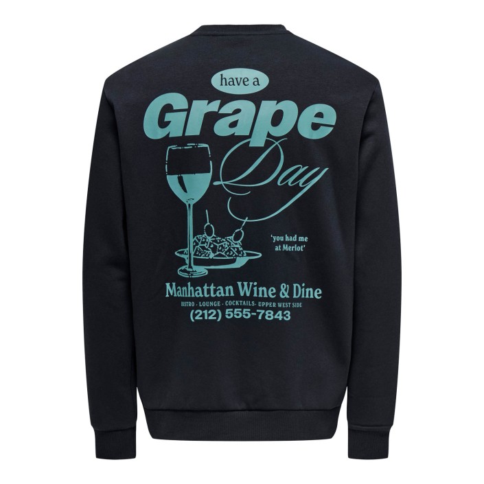 ONLY&SONS ONSALFRESCO REG CREW NECK Black/GRAPE | Freewear ONSALFRESCO REG CREW NECK - www.freewear.nl - Freewear