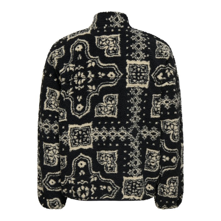 ONLY&SONS ONSJAMES LIFE OVZ LS FLEECE AOP SWE: Jet Black/PATTERN | Freewear ONSJAMES LIFE OVZ LS FLEECE AOP SWE: - www.freewear.nl - Freewear