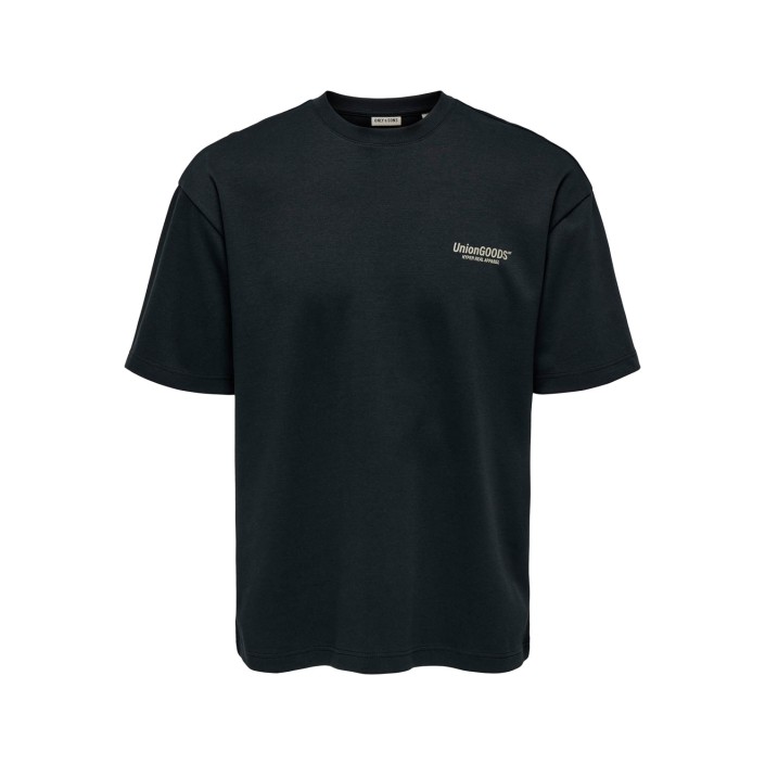 ONLY&SONS ONSCASPIAN TEXT AIRFLEX LOOSE SS TE: Jet Black/UNION GOODS | Freewear ONSCASPIAN TEXT AIRFLEX LOOSE SS TE: - www.freewear.nl - Freewear