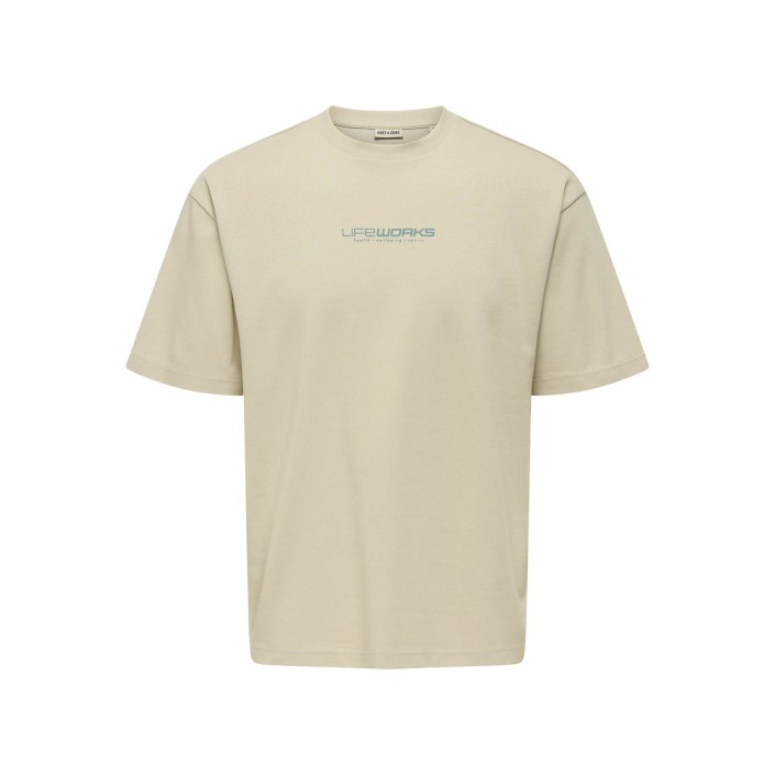ONLY&SONS ONSCASPIAN TEXT AIRFLEX LOOSE SS TE: Silver Lining/LIFE WORKS | Freewear ONSCASPIAN TEXT AIRFLEX LOOSE SS TE: - www.freewear.nl - Freewear