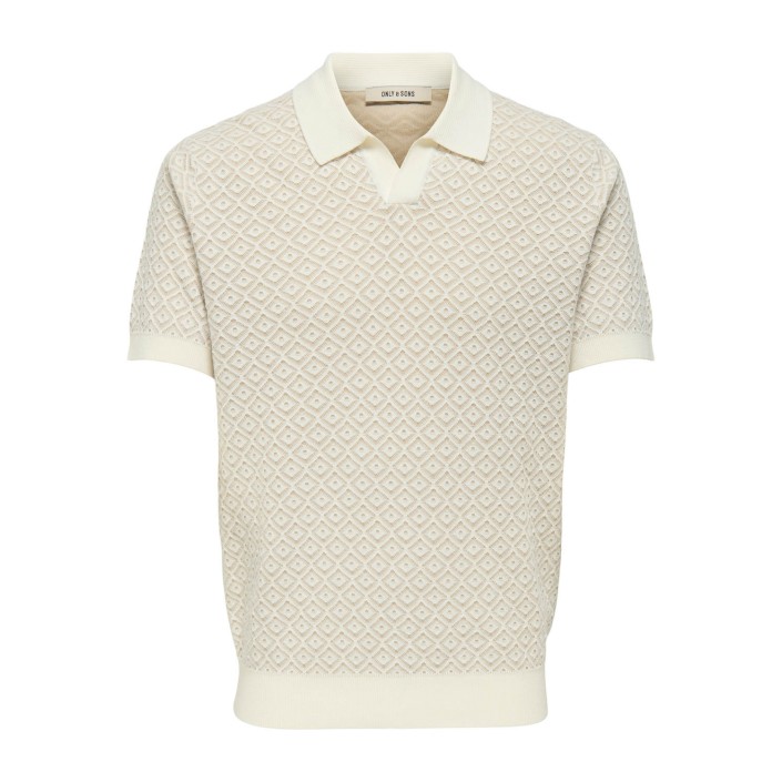 ONLY&SONS ONSTHEO REG SS SPLIT POLO KNIT CS Cloud Dancer/SILVER LINING | Freewear ONSTHEO REG SS SPLIT POLO KNIT CS - www.freewear.nl - Freewear