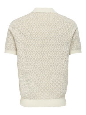 ONLY&SONS ONSTHEO REG SS SPLIT POLO KNIT CS Cloud Dancer/SILVER LINING | Freewear ONSTHEO REG SS SPLIT POLO KNIT CS - www.freewear.nl - Freewear