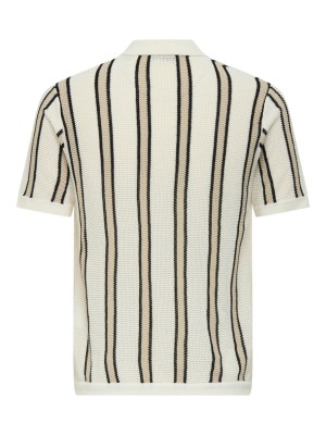 ONLY&SONS ONSGABRIEL REG SS SHIRT KNIT CS Cloud Dancer/BLACK + SILVER LINI | Freewear ONSGABRIEL REG SS SHIRT KNIT CS - www.freewear.nl - Freewear