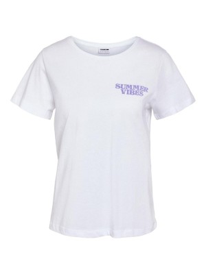 Noisy May NMSUN NATE S/S T-SHIRT JRS FWD Bright White/SUMMER VIBES | Freewear