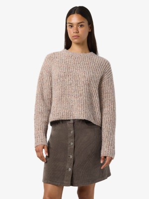 Noisy May NMMARL L/S O-NECK KNIT DD Light Grey Melange/MULTICOLOUR | Freewear NMMARL L/S O-NECK KNIT DD - www.freewear.nl - Freewear