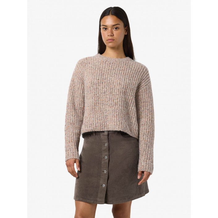 Noisy May NMMARL L/S O-NECK KNIT DD Light Grey Melange/MULTICOLOUR | Freewear NMMARL L/S O-NECK KNIT DD - www.freewear.nl - Freewear