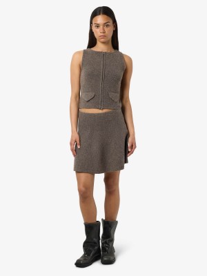 Noisy May NMSLOAN NW SHORT KNIT SKIRT Morel/MELANGE | Freewear NMSLOAN NW SHORT KNIT SKIRT - www.freewear.nl - Freewear