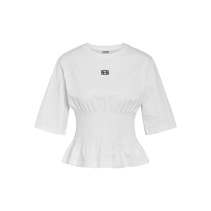 Noisy May NMKIERAN 2/4 FITTED LOGO T-SHIRT FW: Bright White/NM LOGO | Freewear NMKIERAN 2/4 FITTED LOGO T-SHIRT FW: - www.freewear.nl - Freewear