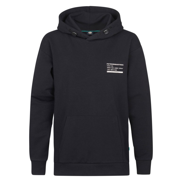 Petrol Industries Boys Sweater Hooded Print Deep Black | Freewear Boys Sweater Hooded Print - www.freewear.nl - Freewear