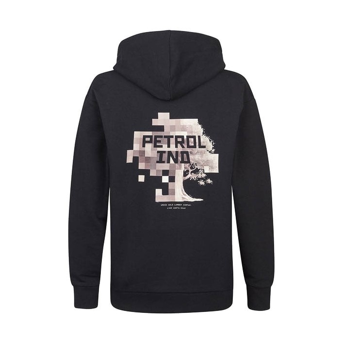 Petrol Industries Boys Sweater Hooded Print Deep Black | Freewear Boys Sweater Hooded Print - www.freewear.nl - Freewear