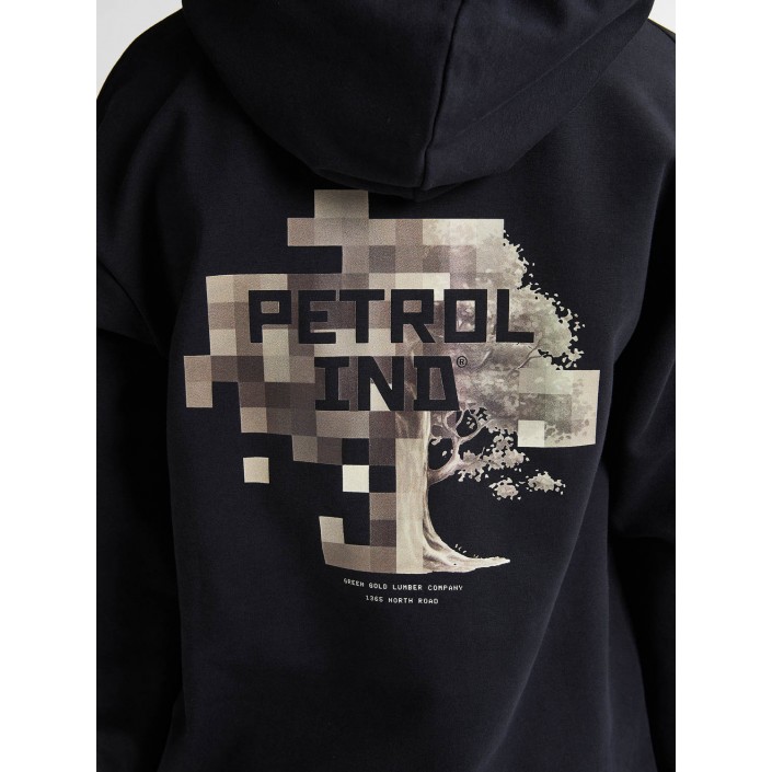 Petrol Industries Boys Sweater Hooded Print Deep Black | Freewear Boys Sweater Hooded Print - www.freewear.nl - Freewear