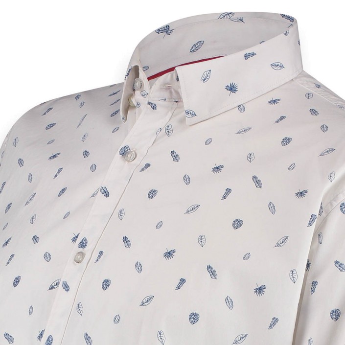 katoen Stoutmoedig Hymne Twinlife Shirt small leaves Blanc de Blanc | Freewear | Freewear