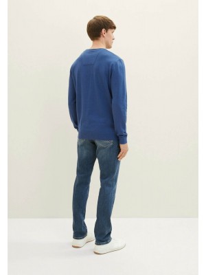 Tom Tailor Basic V-neck sweater hockey blue melange | Freewear Basic V-neck sweater - www.freewear.nl - Freewear