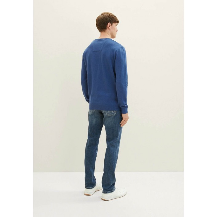 Tom Tailor Basic V-neck sweater hockey blue melange | Freewear Basic V-neck sweater - www.freewear.nl - Freewear
