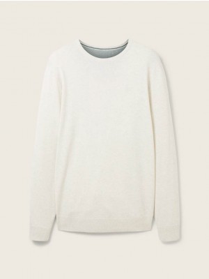 Tom Tailor Basic crew neck vintage beige grey | Freewear Basic crew neck - www.freewear.nl - Freewear