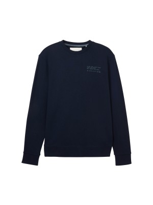 Tom Tailor Printed Crewneck sky captain blue | Freewear Printed Crewneck - www.freewear.nl - Freewear