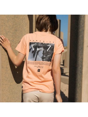 No Way Monday Ki T-shirt ss bright peach | Freewear Ki T-shirt ss - www.freewear.nl - Freewear