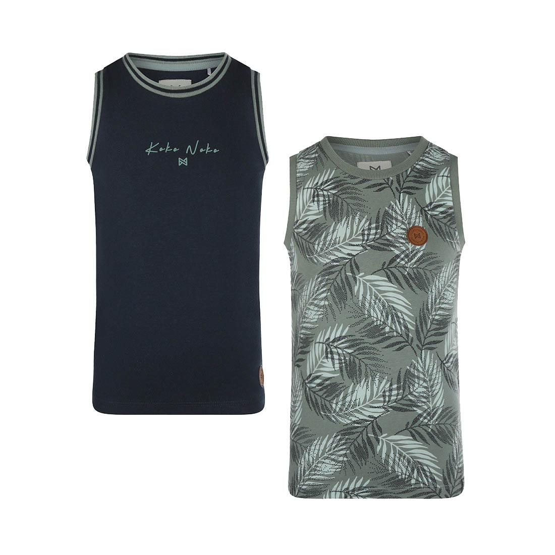 Koko Noko 2 PACK Jongens Tanktop - Dusty green - Maat 104