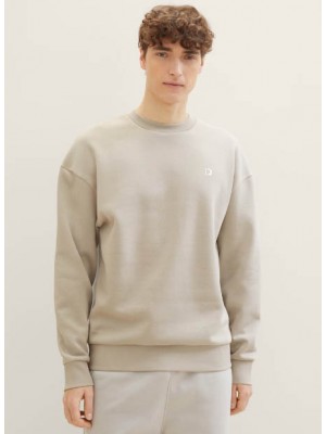 Tom Tailor Relaxed crewneck sweater light dove grey | Freewear Relaxed crewneck sweater - www.freewear.nl - Freewear