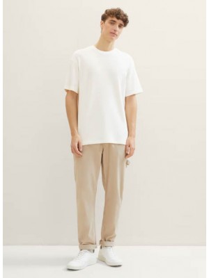 Tom Tailor Relaxed structured t-shirt wool white | Freewear Relaxed structured t-shirt - www.freewear.nl - Freewear