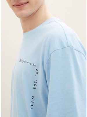 Tom Tailor Relaxed printed t-shirt licht blauw | Freewear Relaxed printed t-shirt - www.freewear.nl - Freewear