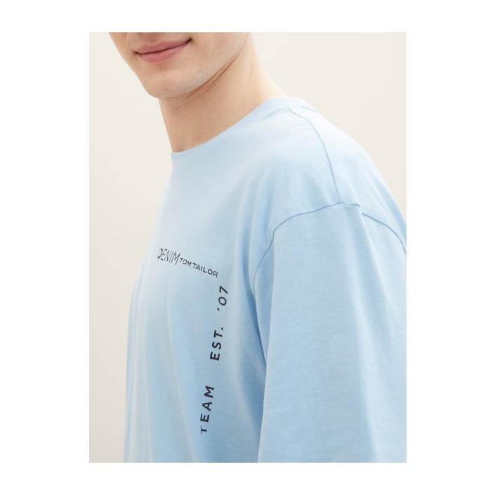 Tom Tailor Relaxed printed t-shirt licht blauw | Freewear Relaxed printed t-shirt - www.freewear.nl - Freewear