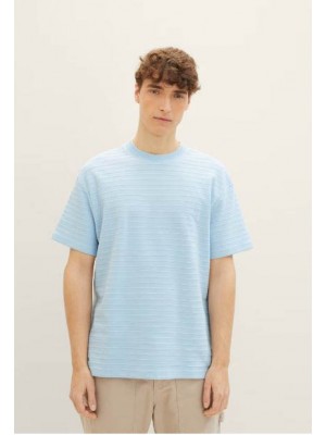 Tom Tailor Relaxed structured t-shirt middle sky blue | Freewear Relaxed structured t-shirt - www.freewear.nl - Freewear