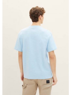 Tom Tailor Relaxed structured t-shirt middle sky blue | Freewear Relaxed structured t-shirt - www.freewear.nl - Freewear