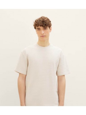 Tom Tailor Relaxed structured t-shirt cold beige | Freewear Relaxed structured t-shirt - www.freewear.nl - Freewear