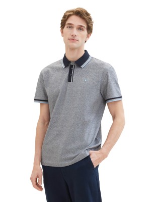 Tom Tailor Polo with detail collar navy with two tone | Freewear Polo with detail collar - www.freewear.nl - Freewear