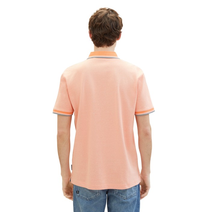 Tom Tailor Polo with detail collar with orange twotone | Freewear Polo with detail collar - www.freewear.nl - Freewear