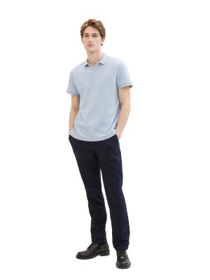 Tom Tailor Structured resort Polo foggy blue | Freewear Structured resort Polo - www.freewear.nl - Freewear