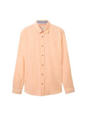 Tom Tailor Cotton Linen Shirt washed orange chambray | Freewear Cotton Linen Shirt - www.freewear.nl - Freewear