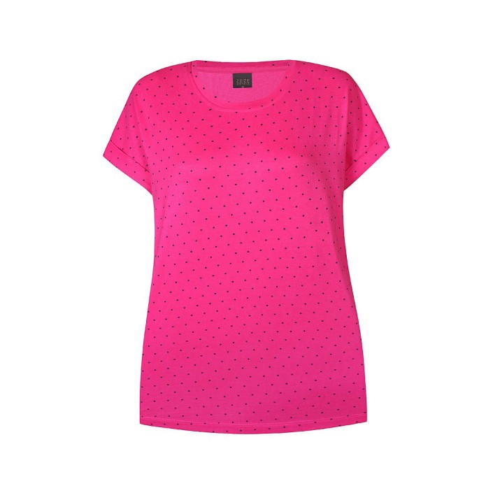 Ze-Ze T-shirt Ferah stippel pink yarrow | Freewear T-shirt Ferah stippel - www.freewear.nl - Freewear