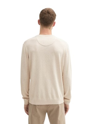 Tom Tailor Basic Crewneck knit sand white melange | Freewear Basic Crewneck knit - www.freewear.nl - Freewear