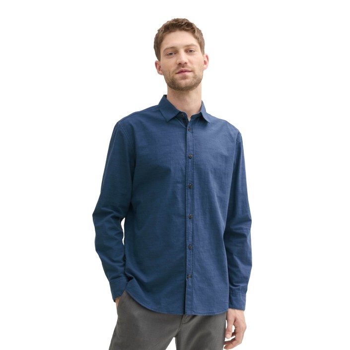 Tom Tailor Structured Shirt navy dark | Freewear Structured Shirt - www.freewear.nl - Freewear