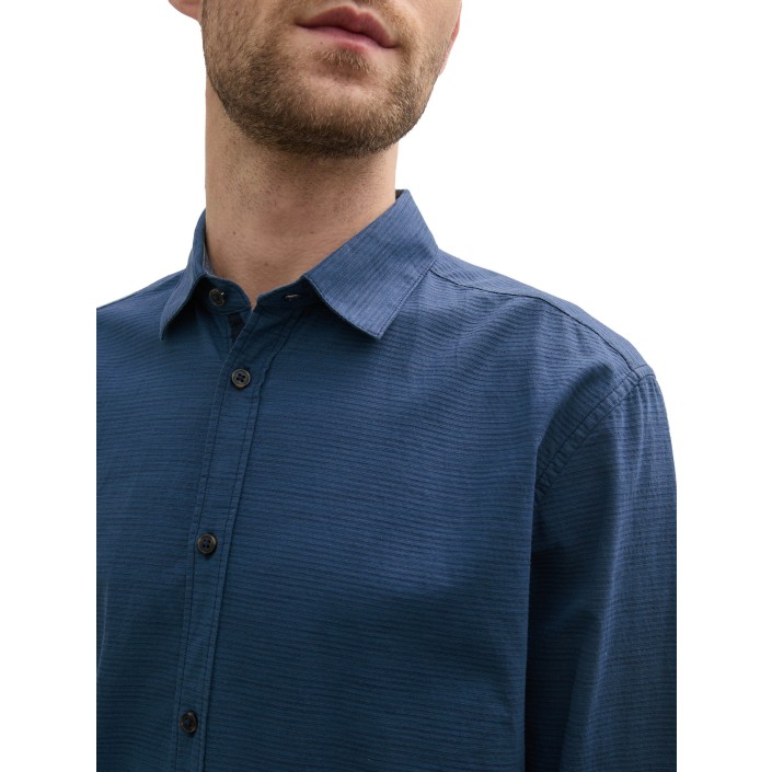 Tom Tailor Structured Shirt navy dark | Freewear Structured Shirt - www.freewear.nl - Freewear